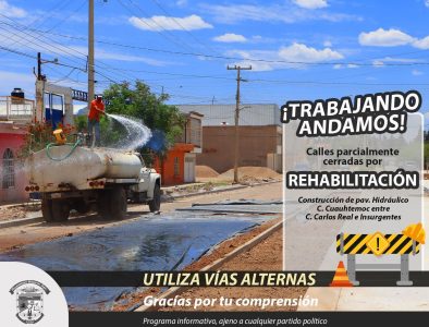Gobierno de Guadalupe Victoria pide utilizar vías alternas ante rehabilitación de calles