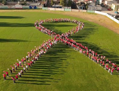 DIF Municipal y Gobierno de Santiago Papasquiaro realizan Moño Rosa Humano en conmemoración del Mes Rosa